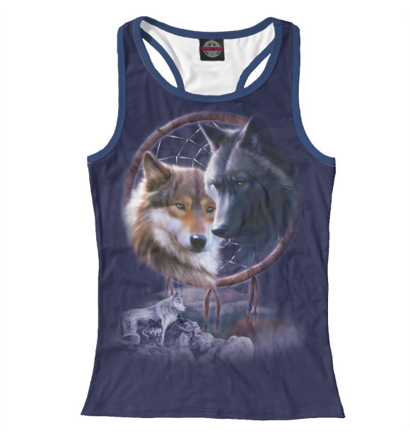 Женская майка-борцовка с изображением Волки цвета Белый