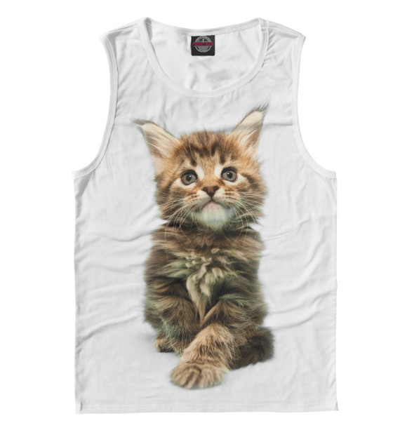 Майка для мальчика с притом Котенок цвета Белый Майка для мальчика с изображением Котенок цвета Белый