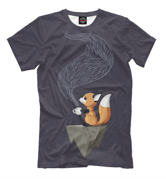 Мужская футболка с изображением Fox Coffee цвета Серый
