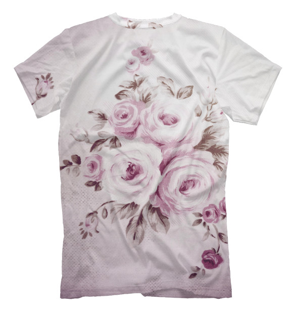 Мужская футболка с изображением нежные розы цвета Белый