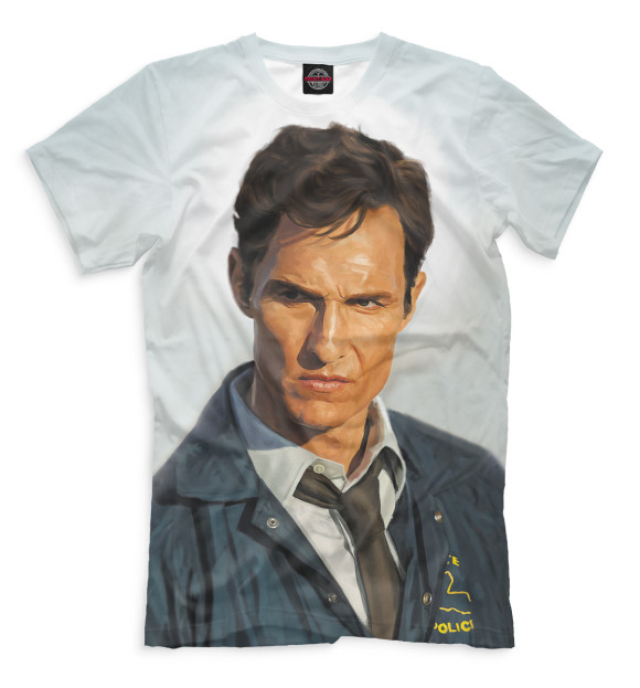 Мужская футболка с изображением Настоящий детектив цвета Молочно-белый