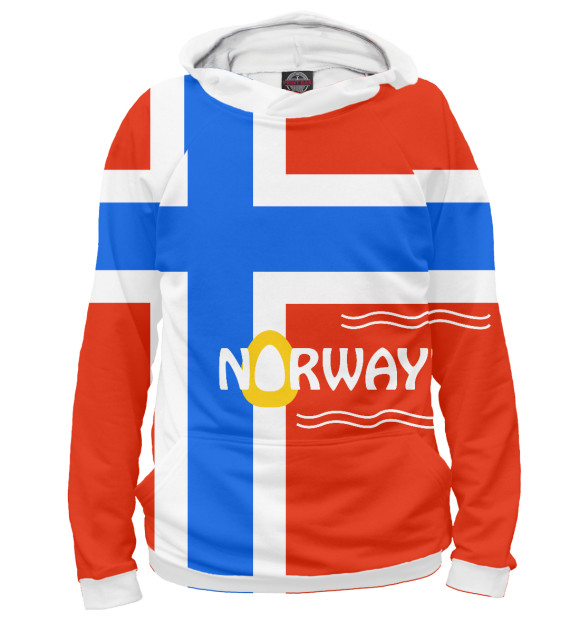 Мужское худи с изображением Норвегия цвета Белый