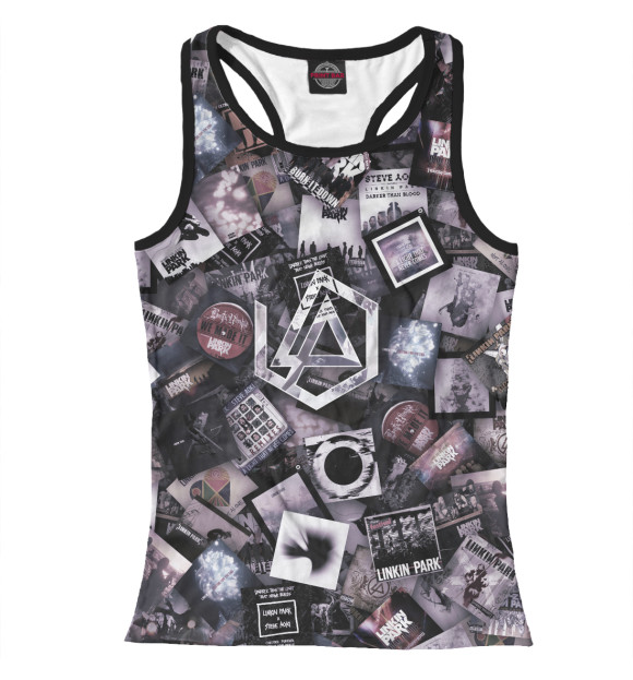 Женская майка-борцовка с изображением Дискография цвета Белый