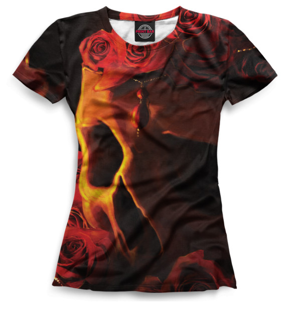 Женская футболка с изображением Skull цвета Белый