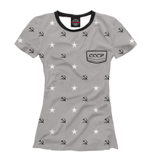 Женская футболка с изображением Серп и молот и звезда цвета Белый