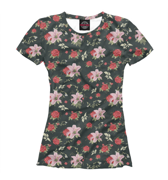 Футболка для девочек с изображением Цветы цвета Белый