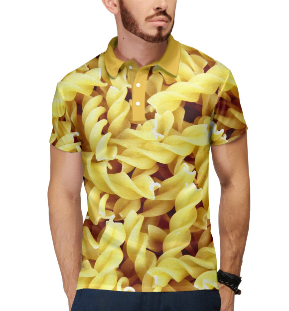 Мужское поло с притом Макароны цвета Белый Мужское поло с изображением Макароны цвета Белый