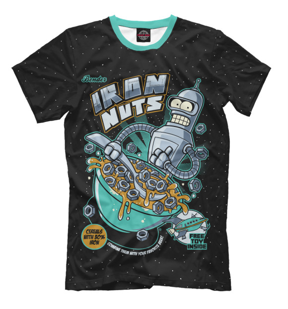 Мужская футболка с изображением Iron Nuts цвета Черный