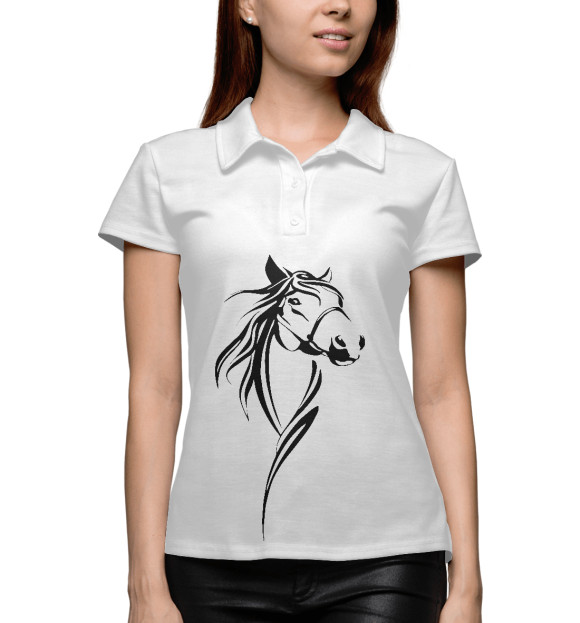 Женское поло с изображением Horse цвета Белый
