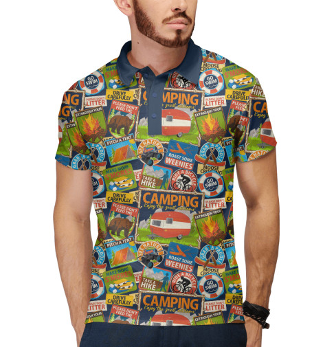 

Поло Print Bar, Белый, Camping