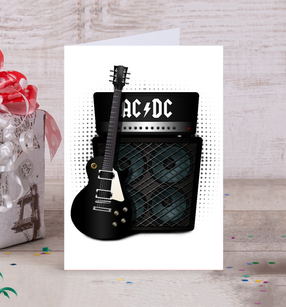 Открытка с притом AC/DC цвета Белый Открытка с изображением AC/DC цвета Белый