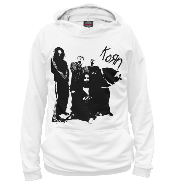 Женское худи с изображением Korn цвета Белый