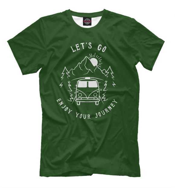 Мужская футболка с изображением Путешествие цвета Темно-зеленый