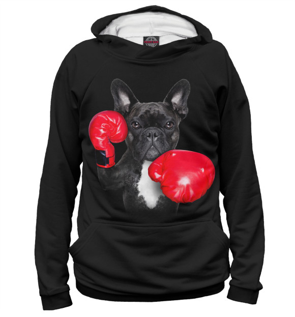 Мужское худи с притом Французский бульдог - боксер цвета Белый Мужское худи с изображением Французский бульдог - боксер цвета Белый