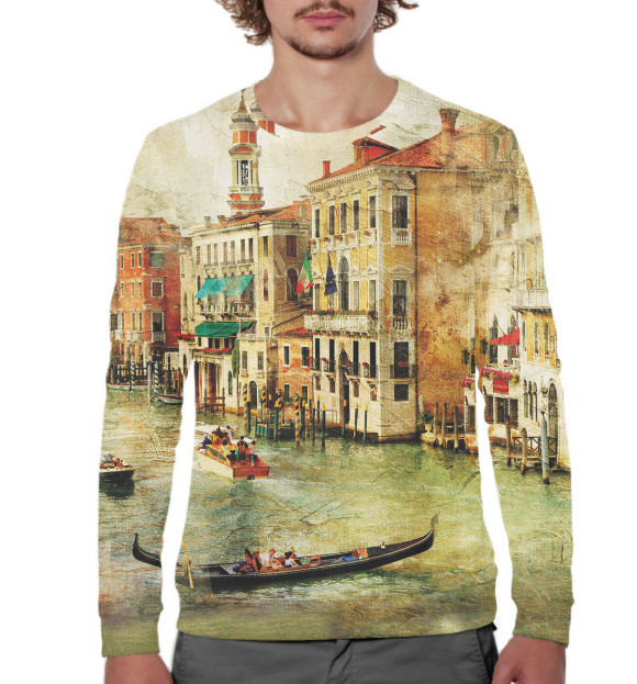 Мужской свитшот с изображением Венеция цвета Белый