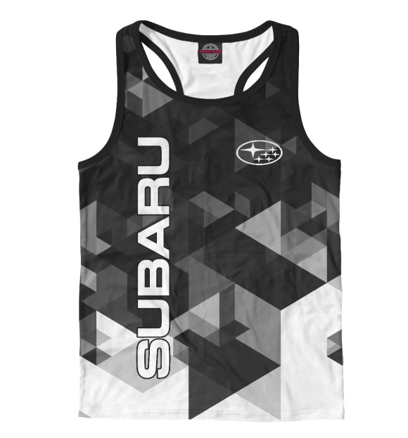 Мужская майка-борцовка с изображением SUBARU цвета Белый