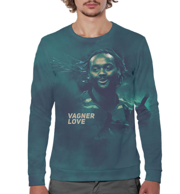 Мужской свитшот с изображением Вагнер Лав цвета Белый