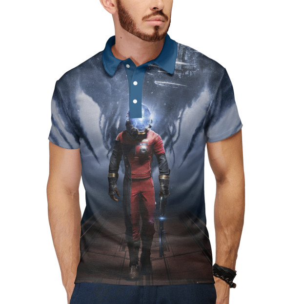 Мужское поло с притом Prey цвета Белый Мужское поло с изображением Prey цвета Белый