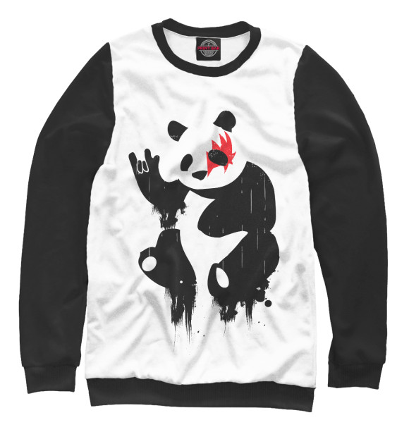 Мужской свитшот с изображением Рок-Панда цвета Белый