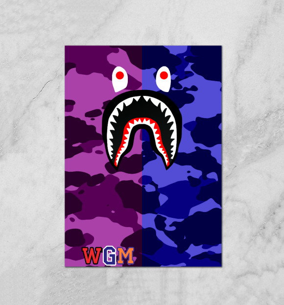 Плакат с изображением BAPE цвета Белый