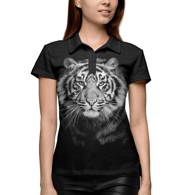Женское поло с изображением Тигр цвета Белый