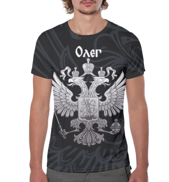 Мужская футболка с изображением Олег цвета Белый