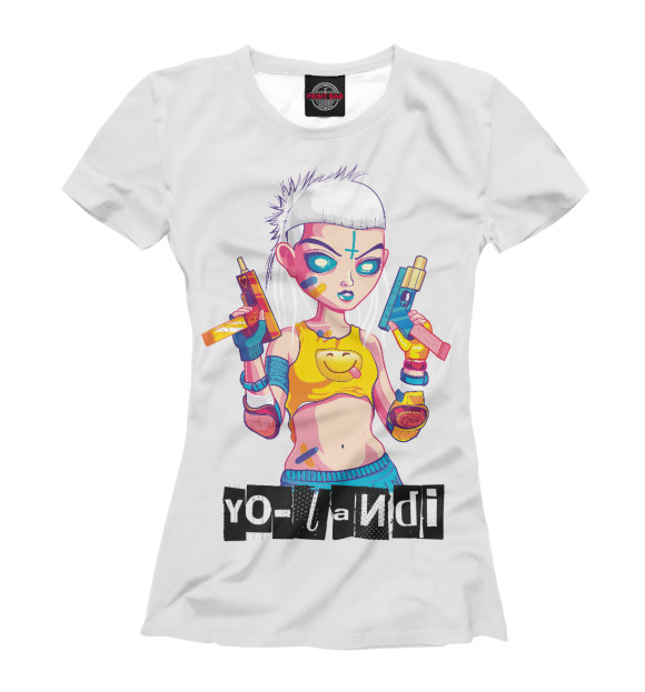 Футболка для девочек с притом Yo-landi цвета Белый Футболка для девочек с изображением Yo-landi цвета Белый