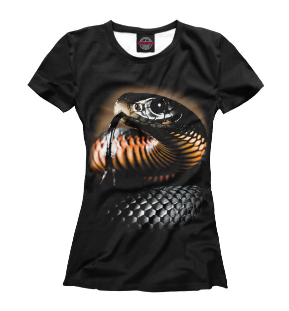 Женская футболка с изображением Змея цвета Белый