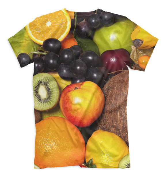 Мужская футболка с изображением Фрукты и ягоды цвета Белый