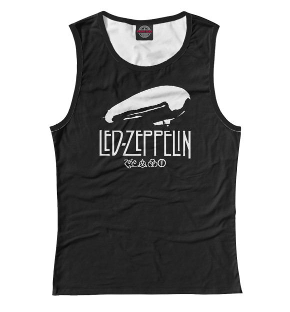 Женская майка с притом Led Zeppelin цвета Белый Женская майка с изображением Led Zeppelin цвета Белый