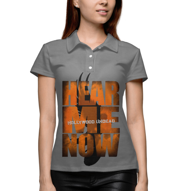 Женское поло с изображением Hollywood Undead HMN цвета Белый