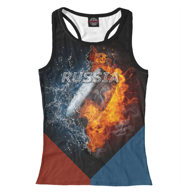 Женская майка-борцовка с изображением RUSSIA цвета Белый