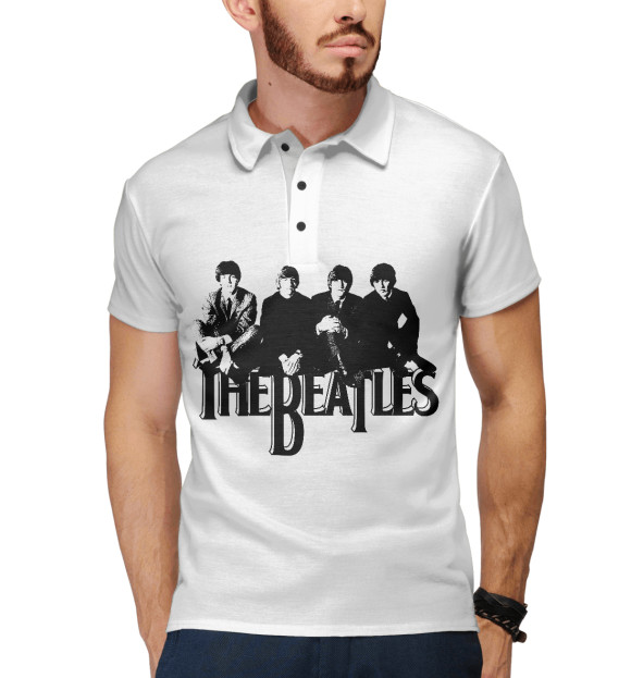 Мужское поло с притом The Beatles цвета Белый Мужское поло с изображением The Beatles цвета Белый