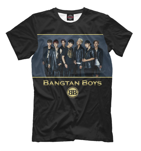 Мужская футболка с изображением Bangtang Boys (BTS) цвета Черный