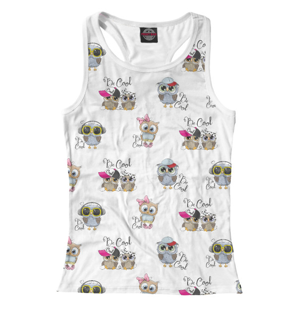 Женская майка-борцовка с изображением Совята цвета Белый