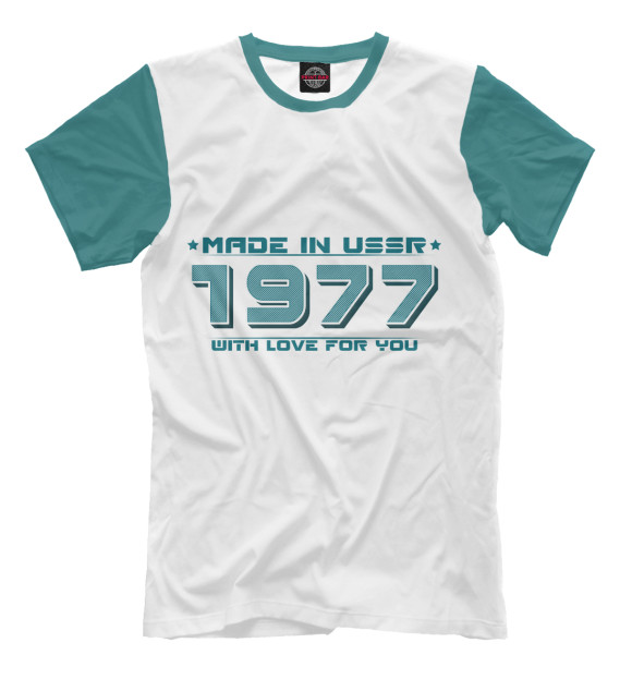 Мужская футболка с изображением Made in USSR 1977 цвета Молочно-белый