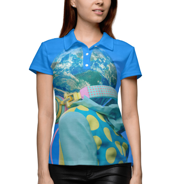 Женское поло с изображением Шар цвета Белый