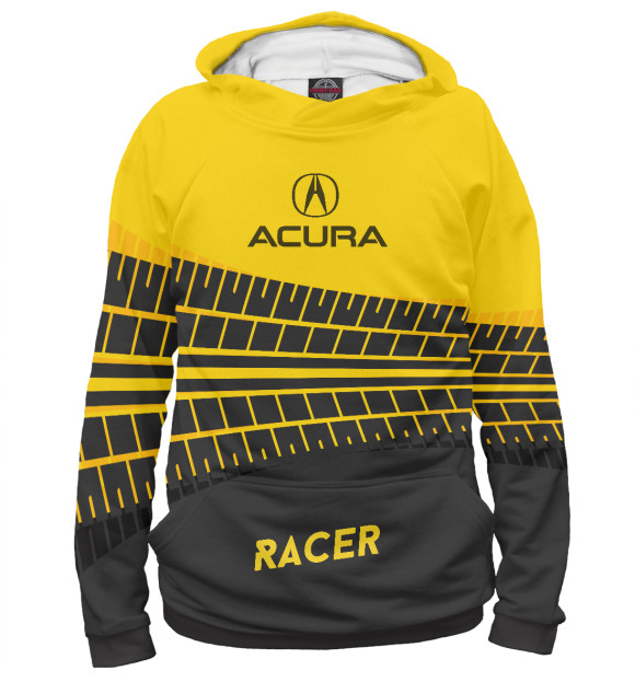 Мужское худи с изображением Acura racer цвета Белый