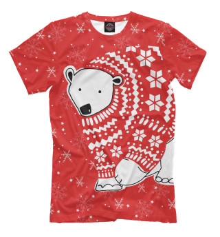 Мужская футболка Медведь в свитере