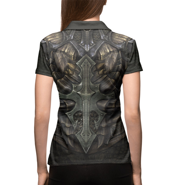 Женское поло с изображением Skyrim: Dragonscale Armor цвета Белый