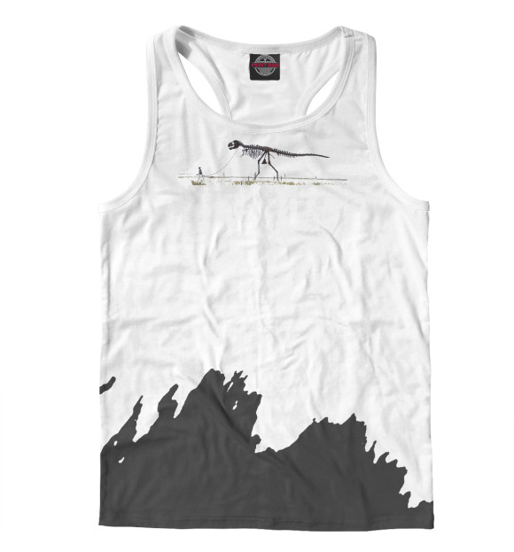 Мужская майка-борцовка с изображением Walking my Dino цвета Белый