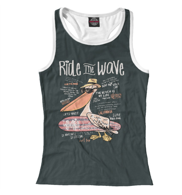 Женская майка-борцовка с притом Пеликан цвета Белый Женская майка-борцовка с изображением Пеликан цвета Белый