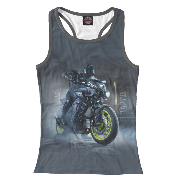 Женская майка-борцовка с изображением Городской байкер цвета Белый