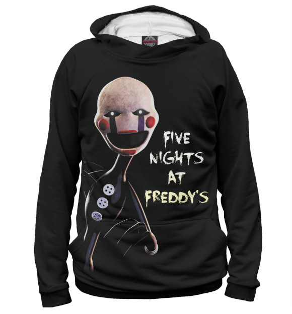 Мужское худи с изображением Five Nights  at Freddy's цвета Белый