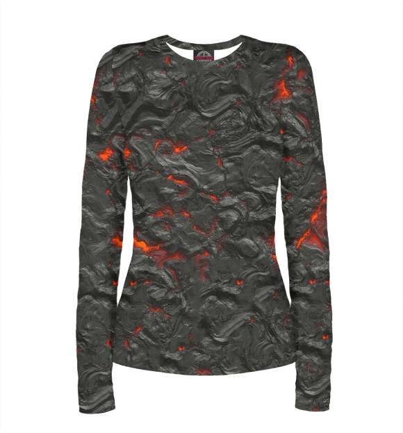 Женский лонгслив с изображением Лава цвета Белый