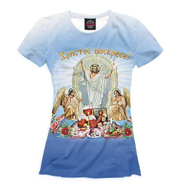 Футболка для девочек с изображением Христос Воскресе цвета Белый