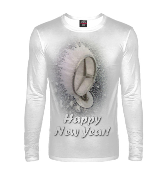 Мужской лонгслив с изображением Happy New Year! цвета Белый