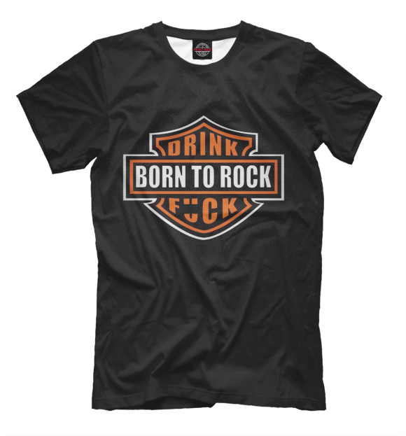 Мужская футболка с изображением Born to rock цвета Черный