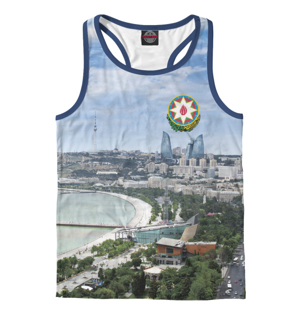 Мужская майка-борцовка с изображением Азербайджан - Баку цвета Белый