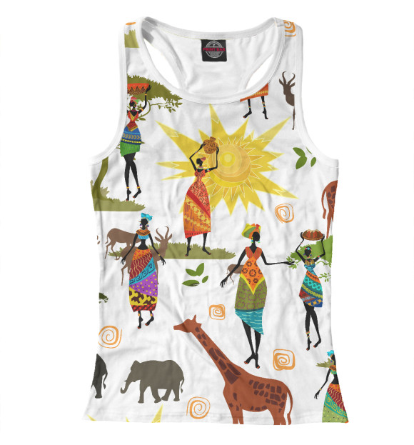 Женская майка-борцовка с изображением Африка цвета Белый